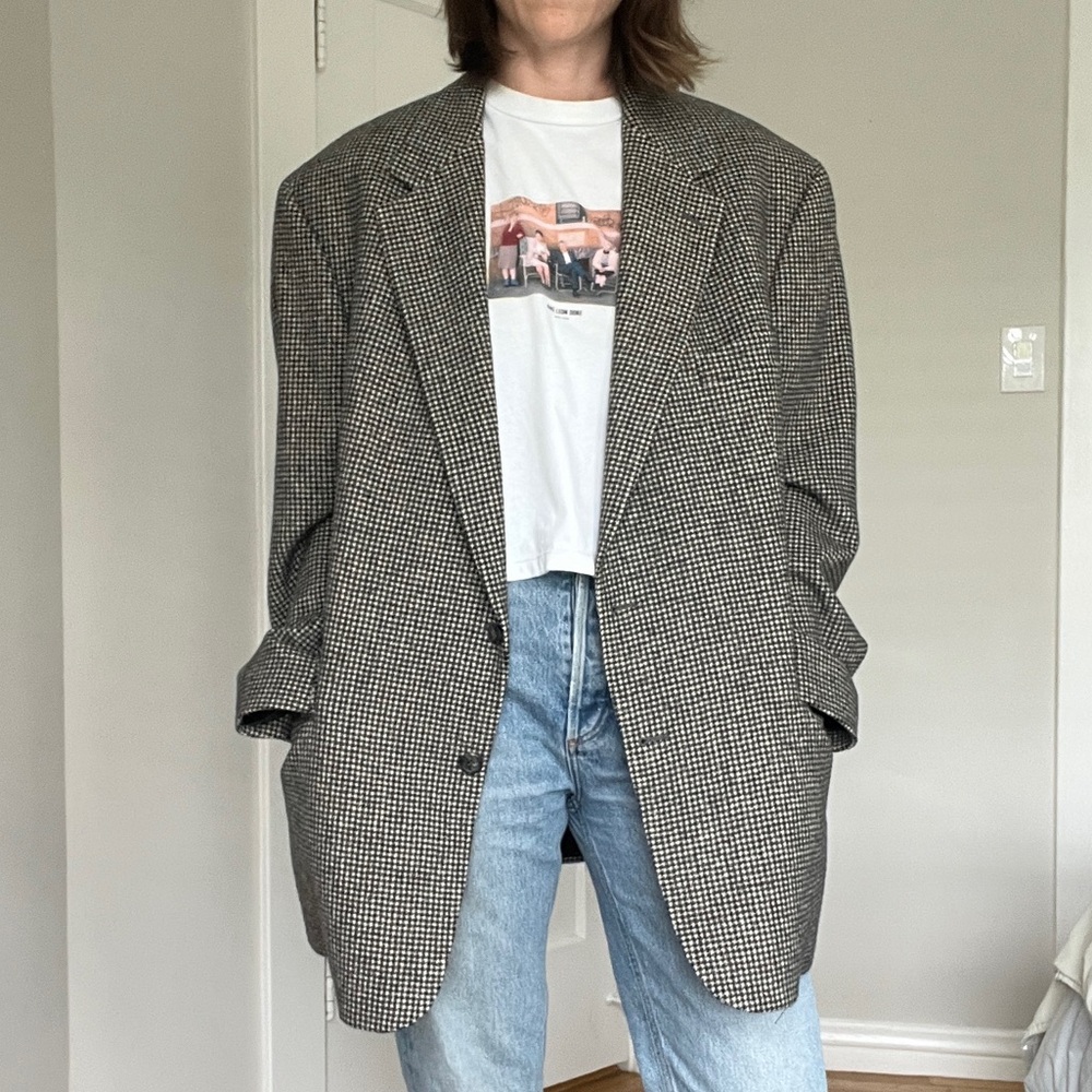 Vintage Brooks Brothers 100% Camel Hair Black/Ivory Oversized Men’s Blazer